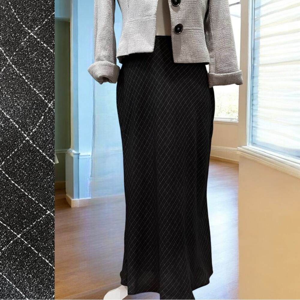 NEW Willi Smith Vintage 90s Windowpane Plaid Two Tone Longline Maxi Skirt 8 NWOT